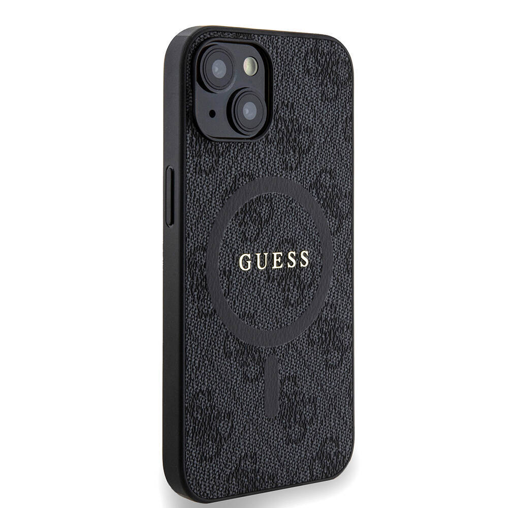 Apple iPhone 14 Kılıf Guess Orjinal Lisanslı M-safe Şarj Özellikli PU Halkalı 4G Desenli Yazı Logolu Kapak - 5