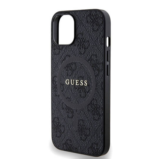 Apple iPhone 14 Kılıf Guess Orjinal Lisanslı M-safe Şarj Özellikli PU Halkalı 4G Desenli Yazı Logolu Kapak - 7