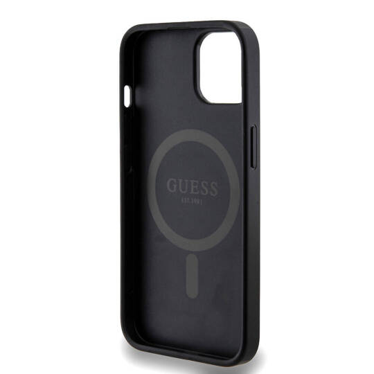 Apple iPhone 14 Kılıf Guess Orjinal Lisanslı M-safe Şarj Özellikli PU Halkalı 4G Desenli Yazı Logolu Kapak - 8