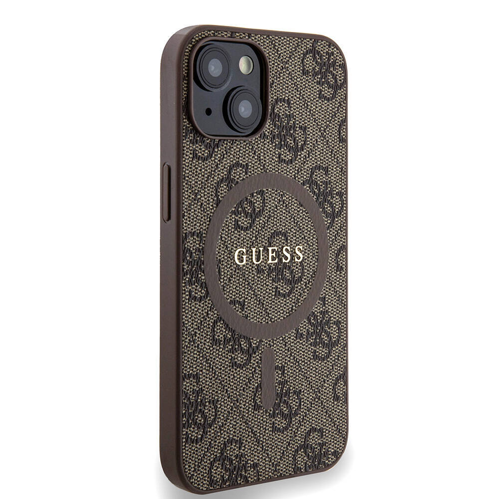 Apple iPhone 14 Kılıf Guess Orjinal Lisanslı M-safe Şarj Özellikli PU Halkalı 4G Desenli Yazı Logolu Kapak - 12