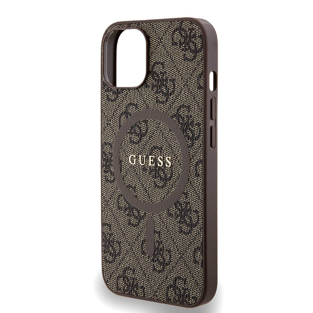 Apple iPhone 14 Kılıf Guess Orjinal Lisanslı M-safe Şarj Özellikli PU Halkalı 4G Desenli Yazı Logolu Kapak - 14