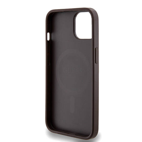 Apple iPhone 14 Kılıf Guess Orjinal Lisanslı M-safe Şarj Özellikli PU Halkalı 4G Desenli Yazı Logolu Kapak - 15