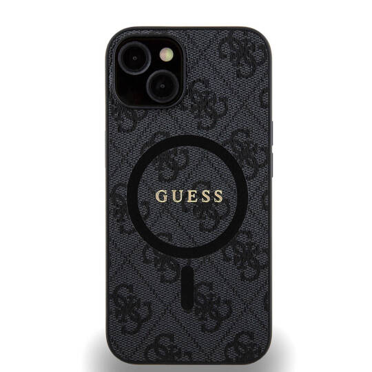 Apple iPhone 14 Kılıf Guess Orjinal Lisanslı M-safe Şarj Özellikli PU Halkalı 4G Desenli Yazı Logolu Kapak - 2