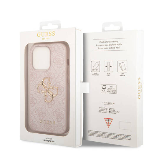 Apple iPhone 14 Pro Kılıf Guess PU Deri Büyük Metal Logo Dizaynlı Kapak - 10
