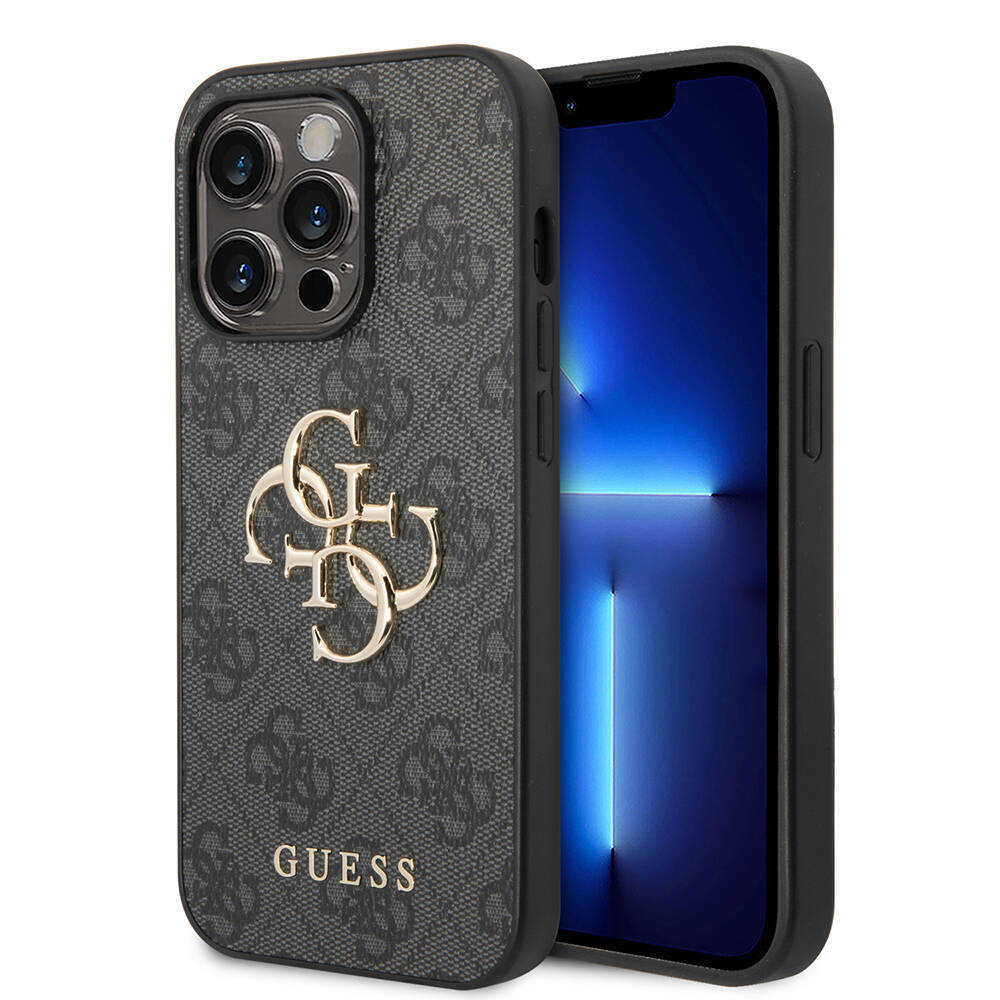 Apple iPhone 14 Pro Kılıf Guess PU Deri Büyük Metal Logo Dizaynlı Kapak - 11