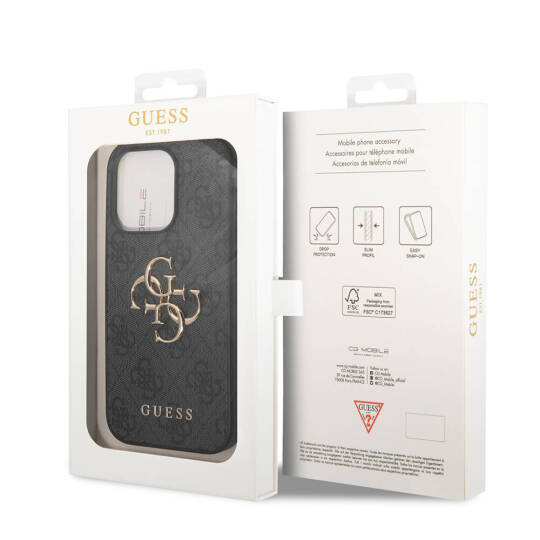 Apple iPhone 14 Pro Kılıf Guess PU Deri Büyük Metal Logo Dizaynlı Kapak - 17
