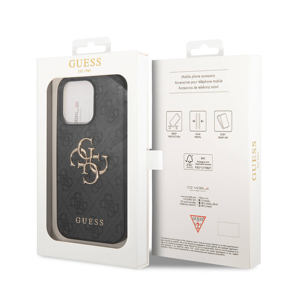 Apple iPhone 14 Pro Kılıf Guess PU Deri Büyük Metal Logo Dizaynlı Kapak - 17