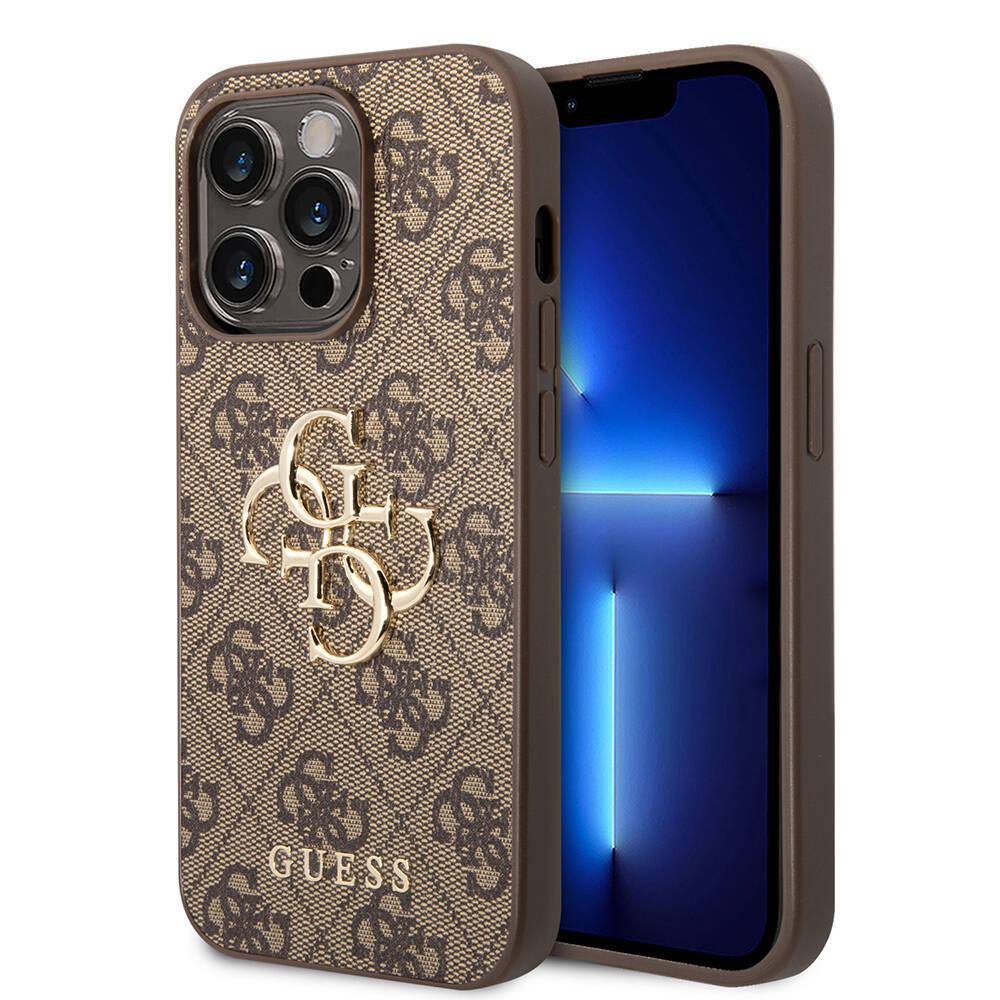 Apple iPhone 14 Pro Kılıf Guess PU Deri Büyük Metal Logo Dizaynlı Kapak - 18