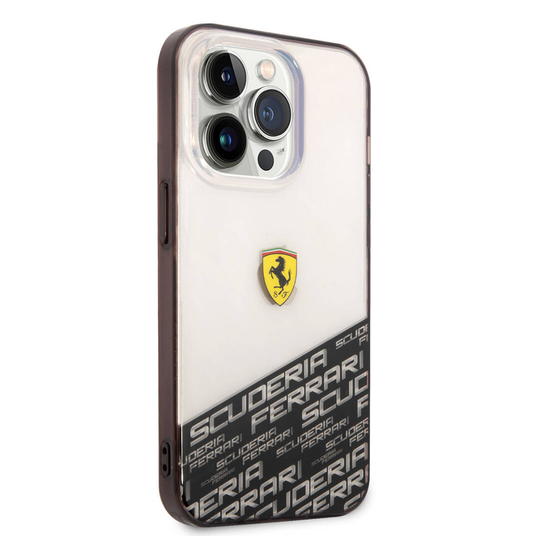 Apple iPhone 14 Pro Max Kılıf Ferrari Transparan Alt Kısım Baskılı Dizayn Kapak - 1