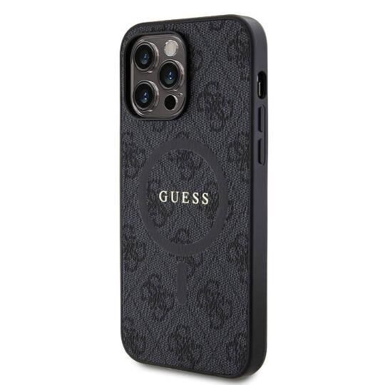 Apple iPhone 14 Pro Max Kılıf Guess Orjinal Lisanslı M-safe Şarj Özellikli PU Halkalı 4G Desenli Yazı Logolu Kapak - 7