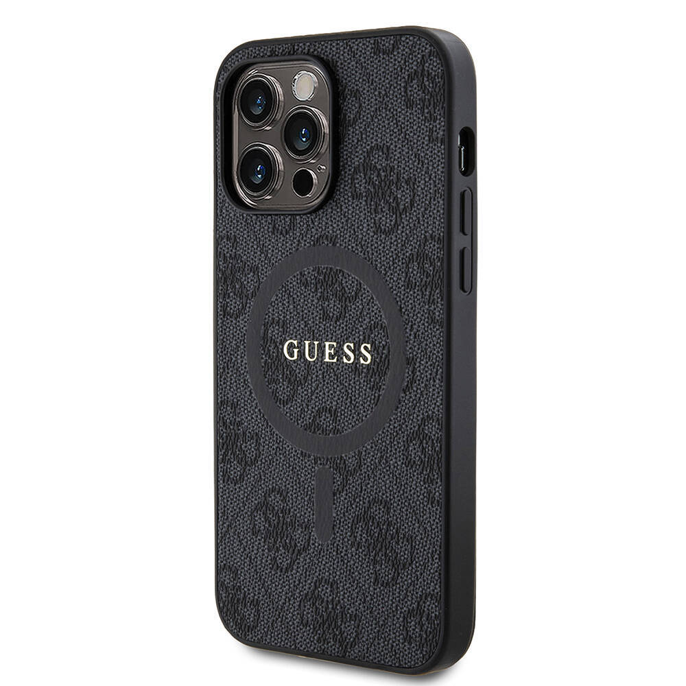 Apple iPhone 14 Pro Max Kılıf Guess Orjinal Lisanslı M-safe Şarj Özellikli PU Halkalı 4G Desenli Yazı Logolu Kapak - 7