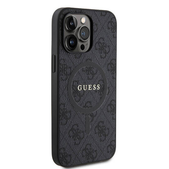 Apple iPhone 14 Pro Max Kılıf Guess Orjinal Lisanslı M-safe Şarj Özellikli PU Halkalı 4G Desenli Yazı Logolu Kapak - 8