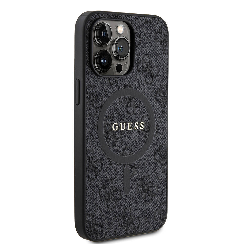 Apple iPhone 14 Pro Max Kılıf Guess Orjinal Lisanslı M-safe Şarj Özellikli PU Halkalı 4G Desenli Yazı Logolu Kapak - 8