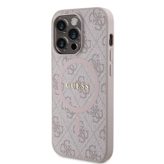 Apple iPhone 14 Pro Max Kılıf Guess Orjinal Lisanslı M-safe Şarj Özellikli PU Halkalı 4G Desenli Yazı Logolu Kapak - 9