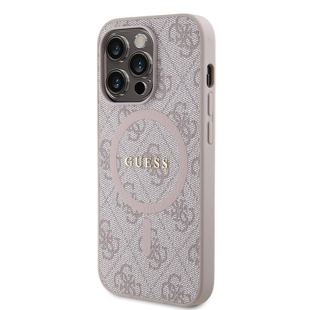 Apple iPhone 14 Pro Max Kılıf Guess Orjinal Lisanslı M-safe Şarj Özellikli PU Halkalı 4G Desenli Yazı Logolu Kapak - 9