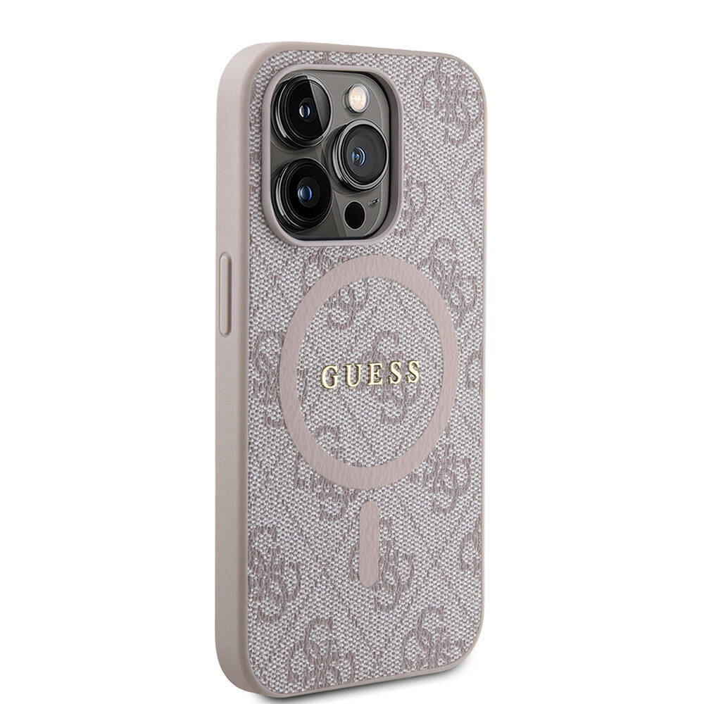 Apple iPhone 14 Pro Max Kılıf Guess Orjinal Lisanslı M-safe Şarj Özellikli PU Halkalı 4G Desenli Yazı Logolu Kapak - 11