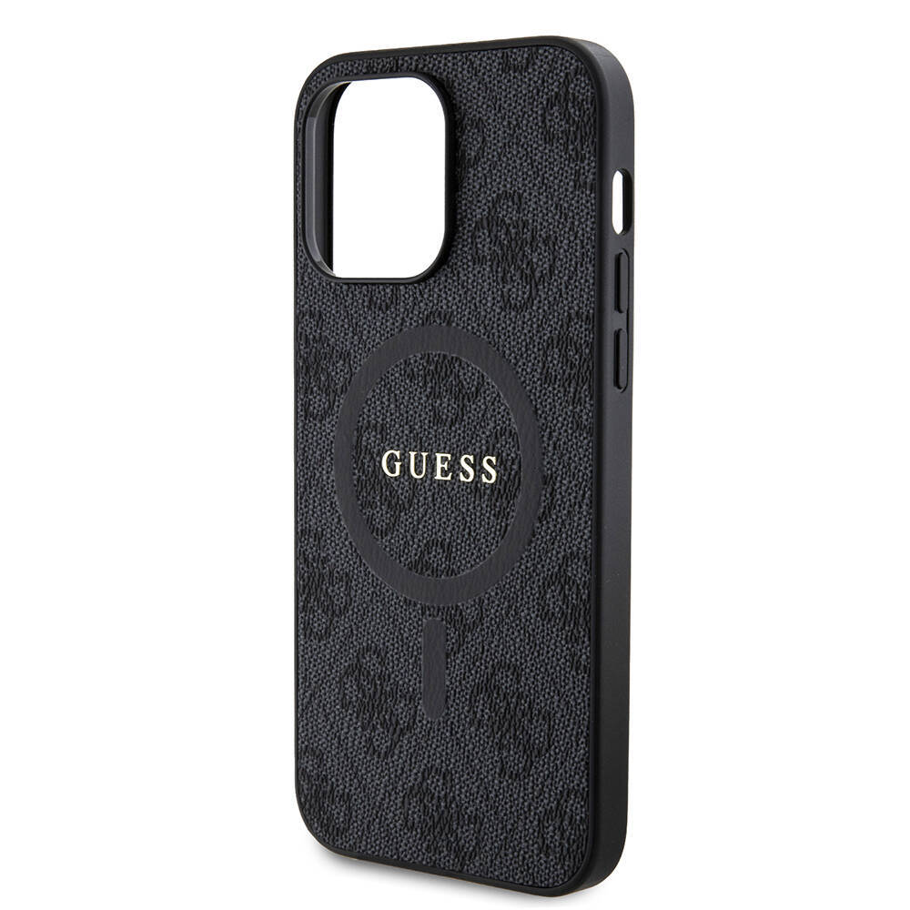 Apple iPhone 14 Pro Max Kılıf Guess Orjinal Lisanslı M-safe Şarj Özellikli PU Halkalı 4G Desenli Yazı Logolu Kapak - 12