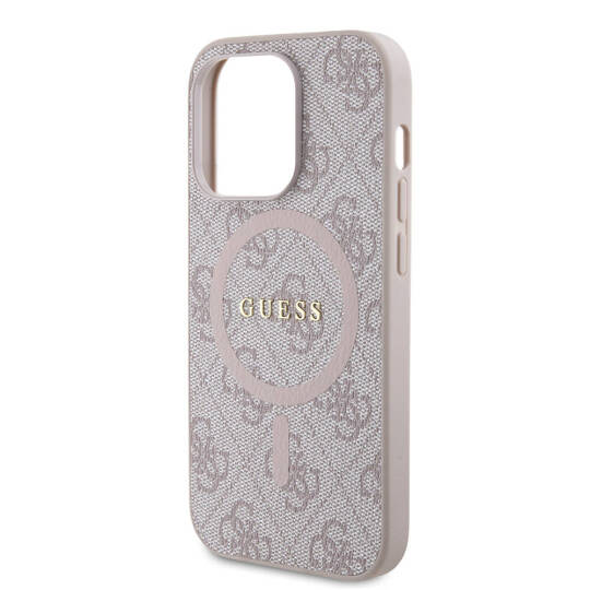 Apple iPhone 14 Pro Max Kılıf Guess Orjinal Lisanslı M-safe Şarj Özellikli PU Halkalı 4G Desenli Yazı Logolu Kapak - 15