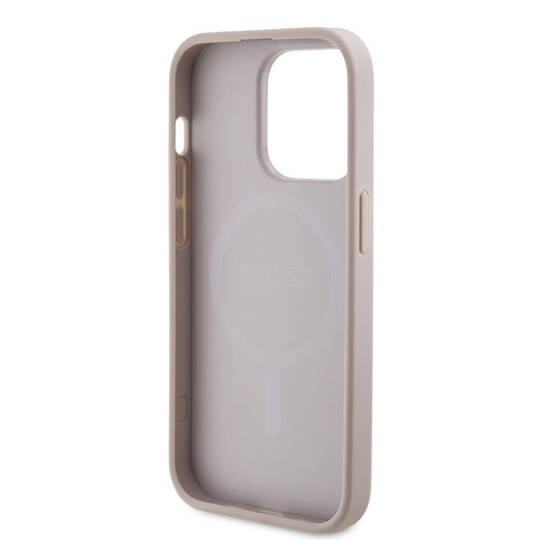 Apple iPhone 14 Pro Max Kılıf Guess Orjinal Lisanslı M-safe Şarj Özellikli PU Halkalı 4G Desenli Yazı Logolu Kapak - 17
