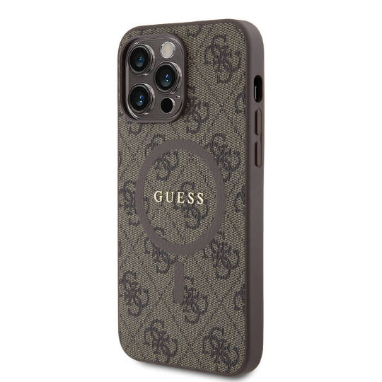 Apple iPhone 14 Pro Max Kılıf Guess Orjinal Lisanslı M-safe Şarj Özellikli PU Halkalı 4G Desenli Yazı Logolu Kapak - 19