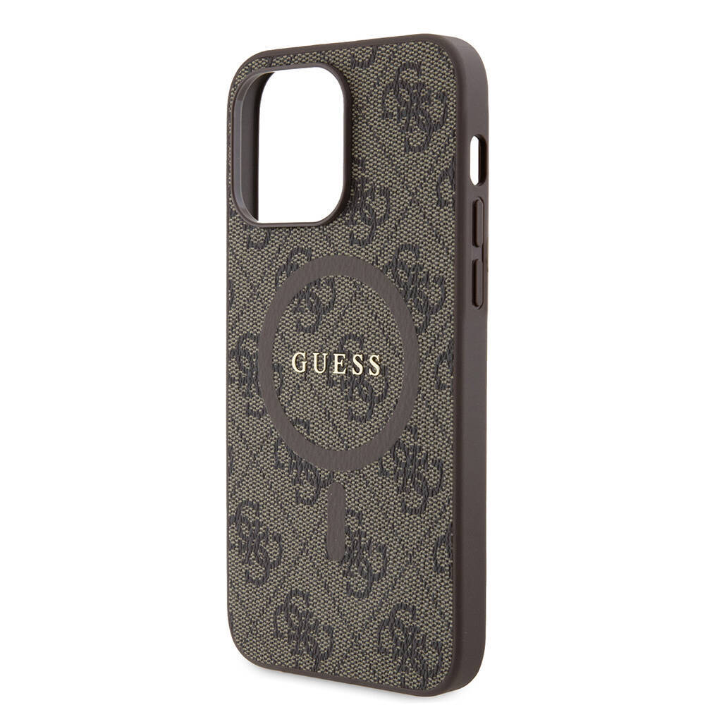 Apple iPhone 14 Pro Max Kılıf Guess Orjinal Lisanslı M-safe Şarj Özellikli PU Halkalı 4G Desenli Yazı Logolu Kapak - 22