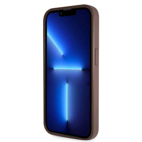 Apple iPhone 14 Pro Max Kılıf Guess Orjinal Lisanslı PU Deri Taşlı Üçgen Logo 4G Desenli Kapak - 11