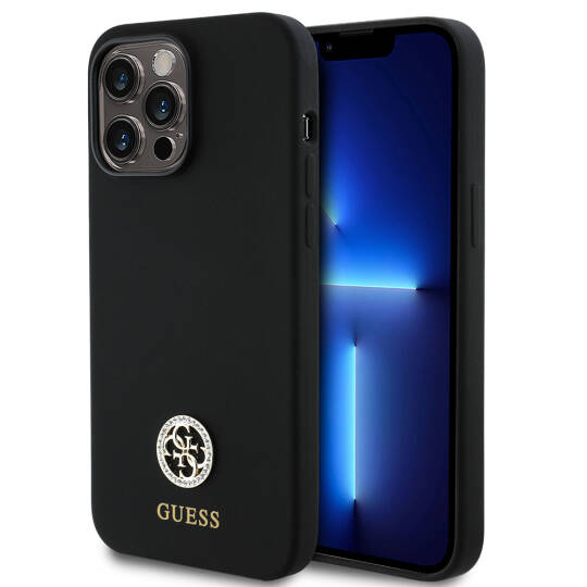 Apple iPhone 14 Pro Max Kılıf Guess Orjinal Lisanslı Yazı ve Taşlı 4G Logolu Silikon Kapak - 2