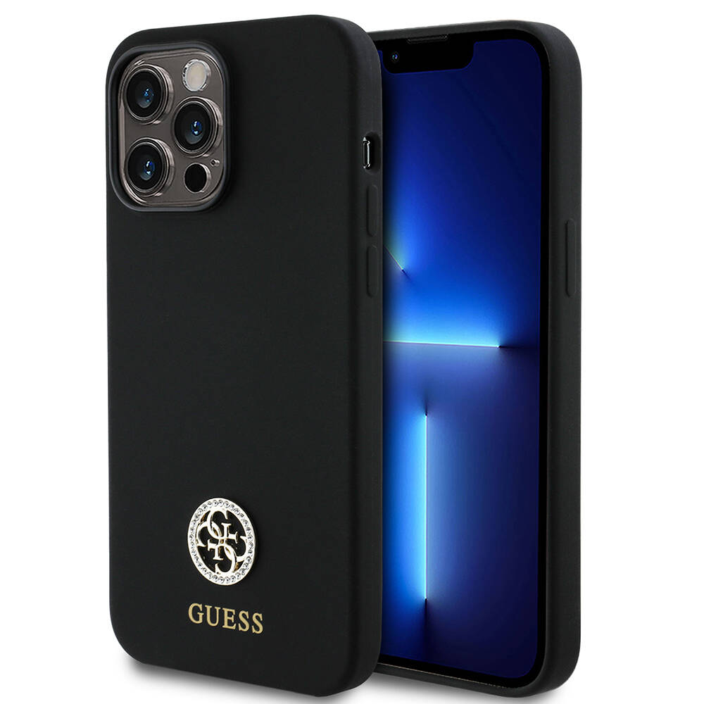 Apple iPhone 14 Pro Max Kılıf Guess Orjinal Lisanslı Yazı ve Taşlı 4G Logolu Silikon Kapak - 2