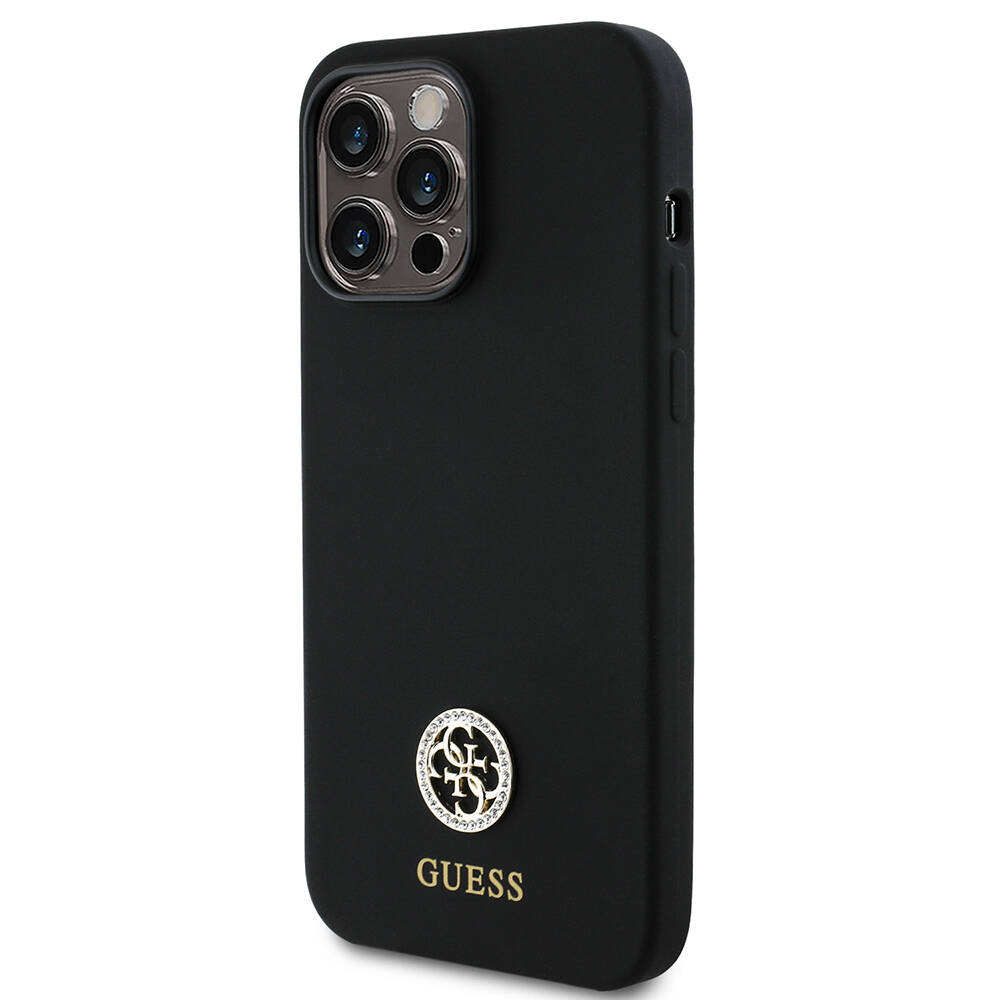 Apple iPhone 14 Pro Max Kılıf Guess Orjinal Lisanslı Yazı ve Taşlı 4G Logolu Silikon Kapak - 3