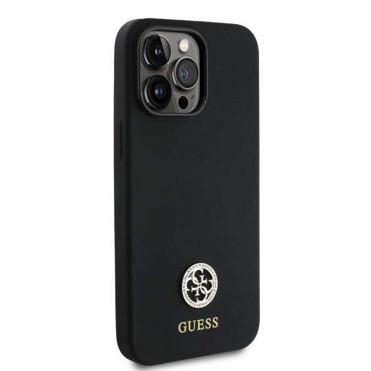 Apple iPhone 14 Pro Max Kılıf Guess Orjinal Lisanslı Yazı ve Taşlı 4G Logolu Silikon Kapak - 5