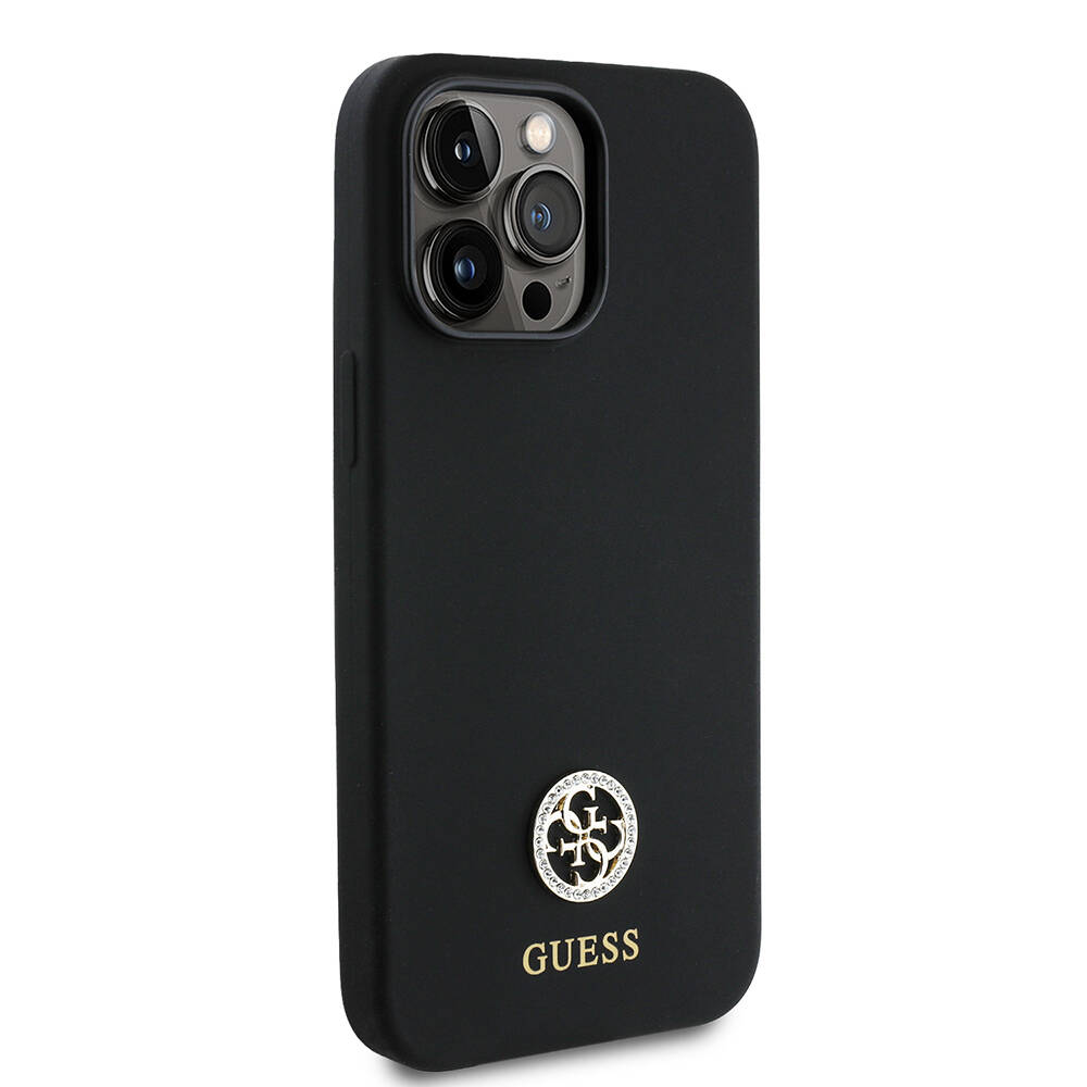 Apple iPhone 14 Pro Max Kılıf Guess Orjinal Lisanslı Yazı ve Taşlı 4G Logolu Silikon Kapak - 5