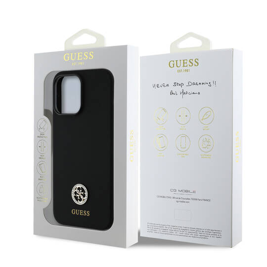 Apple iPhone 14 Pro Max Kılıf Guess Orjinal Lisanslı Yazı ve Taşlı 4G Logolu Silikon Kapak - 9