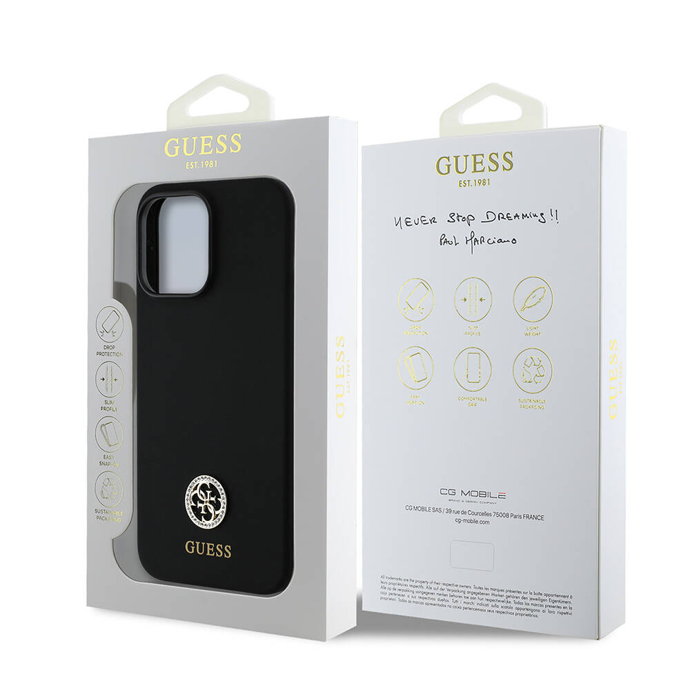 Apple iPhone 14 Pro Max Kılıf Guess Orjinal Lisanslı Yazı ve Taşlı 4G Logolu Silikon Kapak - 9