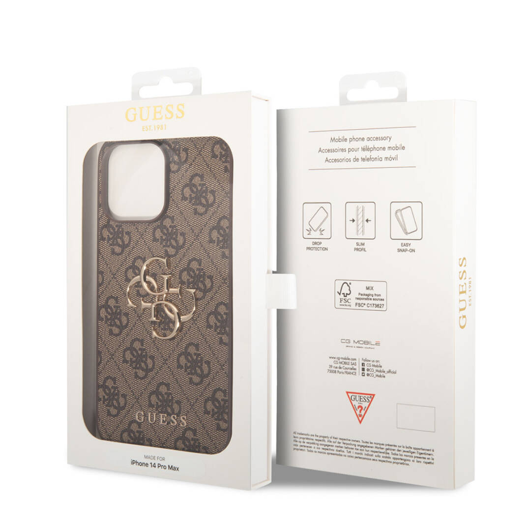 Apple iPhone 14 Pro Max Kılıf GUESS PU Deri Büyük Metal Logo Dizaynlı Kapak - 7