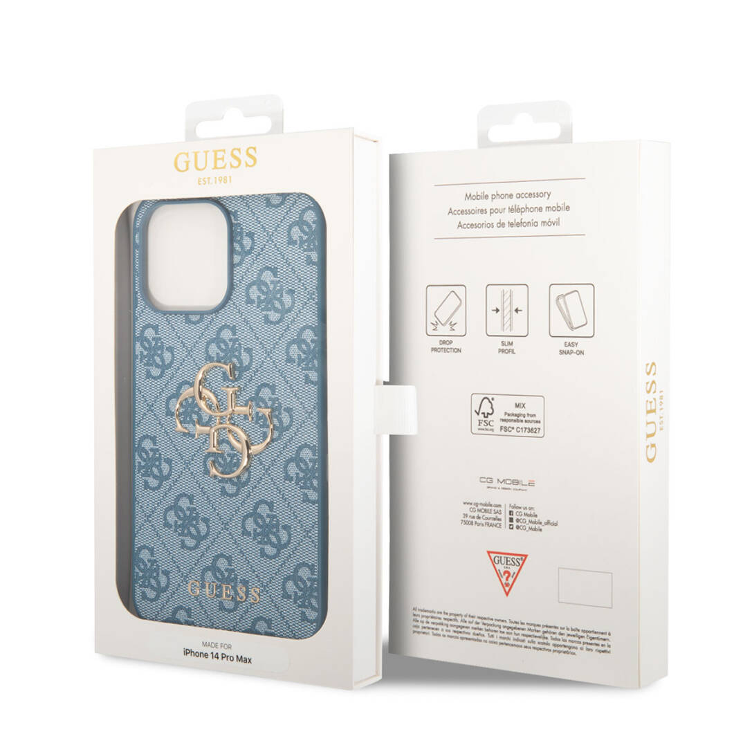 Apple iPhone 14 Pro Max Kılıf GUESS PU Deri Büyük Metal Logo Dizaynlı Kapak - 16