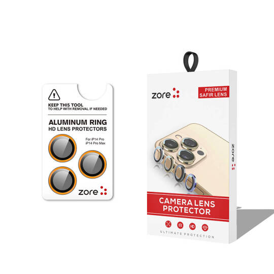 Apple iPhone 14 Pro Zore CL-12 Premium Safir Parmak İzi Bırakmayan Anti-Reflective Kamera Lens Koruyucu - 16