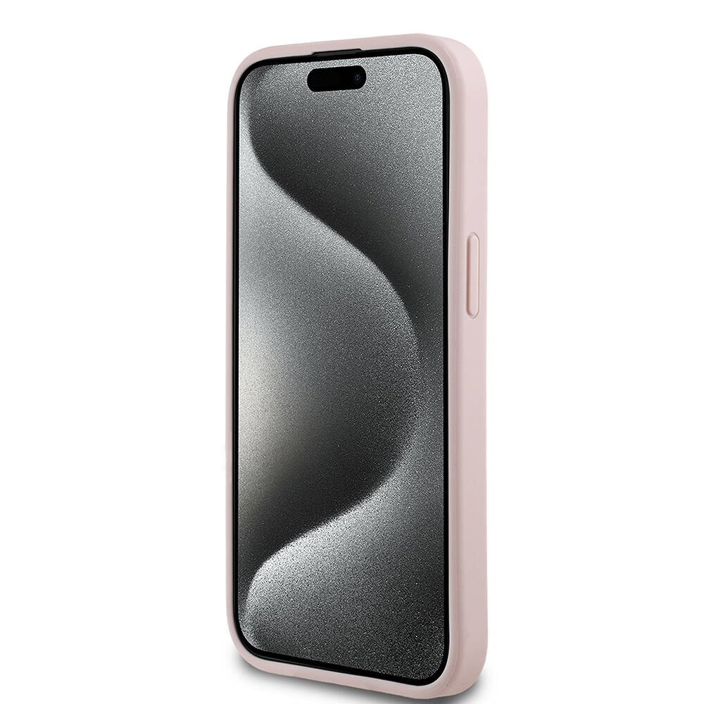 Apple iPhone 15 Kılıf Guess Orjinal Lisanslı Gül Baskılı Büyük Metal Logo Dizaynlı Kapak - 14