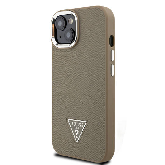 Apple iPhone 15 Kılıf Guess Orjinal Lisanslı M-safe Şarj Özellikli Grained Triangle Kapak - 4