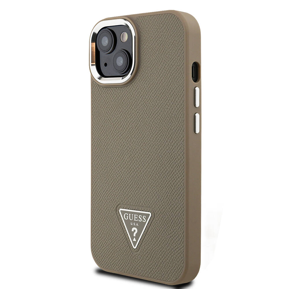 Apple iPhone 15 Kılıf Guess Orjinal Lisanslı M-safe Şarj Özellikli Grained Triangle Kapak - 4