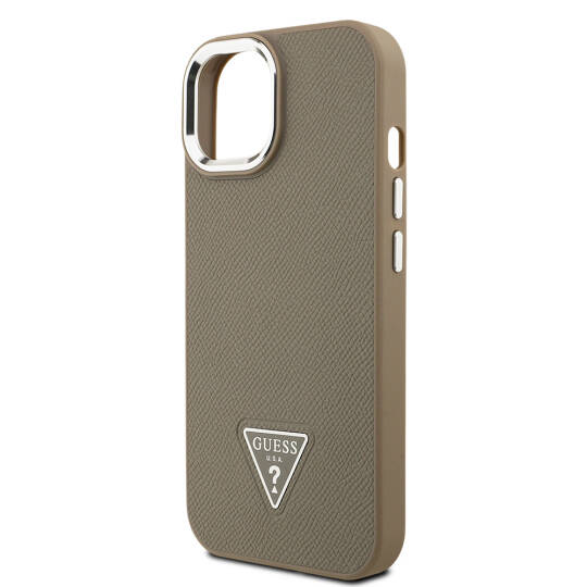 Apple iPhone 15 Kılıf Guess Orjinal Lisanslı M-safe Şarj Özellikli Grained Triangle Kapak - 7