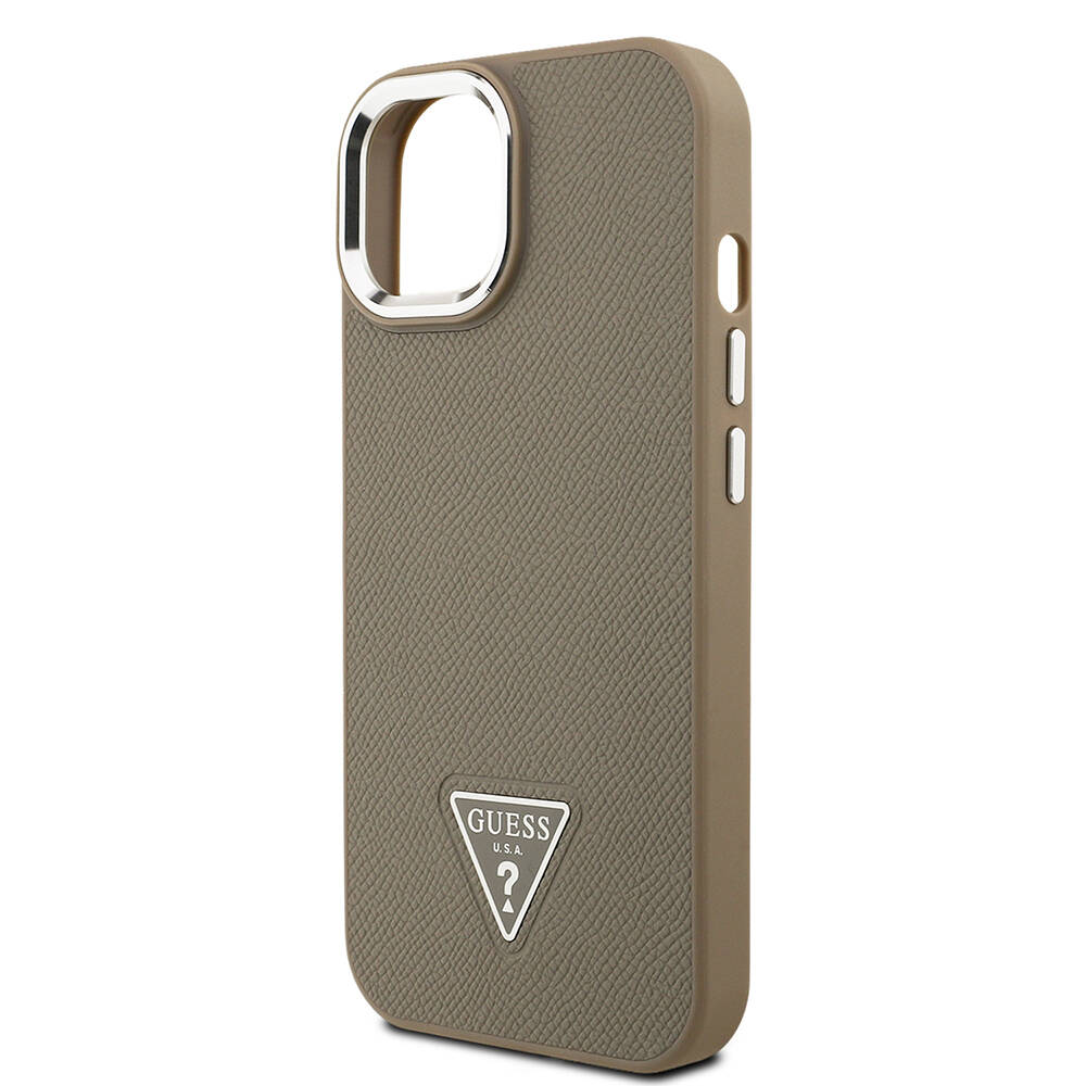 Apple iPhone 15 Kılıf Guess Orjinal Lisanslı M-safe Şarj Özellikli Grained Triangle Kapak - 7
