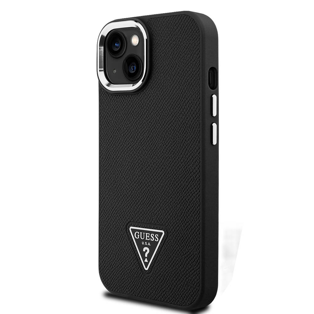 Apple iPhone 15 Kılıf Guess Orjinal Lisanslı M-safe Şarj Özellikli Grained Triangle Kapak - 11