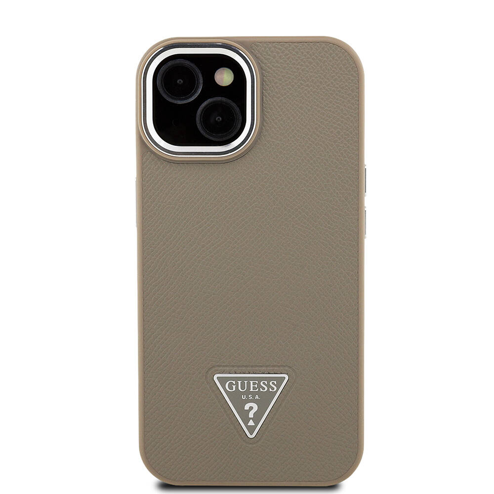 Apple iPhone 15 Kılıf Guess Orjinal Lisanslı M-safe Şarj Özellikli Grained Triangle Kapak - 1