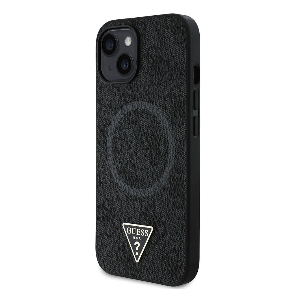 Apple iPhone 15 Kılıf Guess Orjinal Lisanslı M-safe Şarj Özellikli PU Üçgen Logo 4G Desenli Kapak - 9