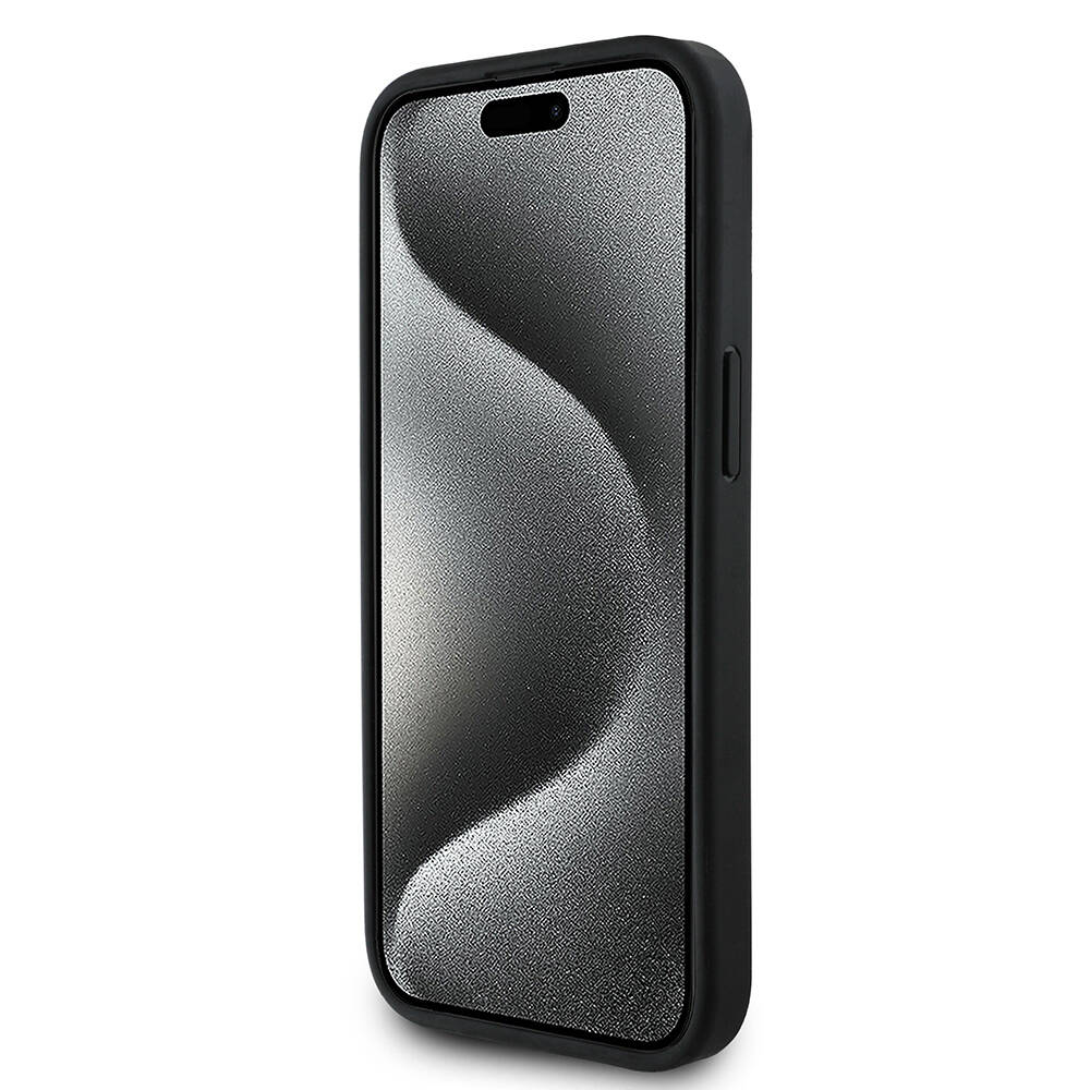 Apple iPhone 15 Kılıf Guess Orjinal Lisanslı M-safe Şarj Özellikli PU Üçgen Logo 4G Desenli Kapak - 12