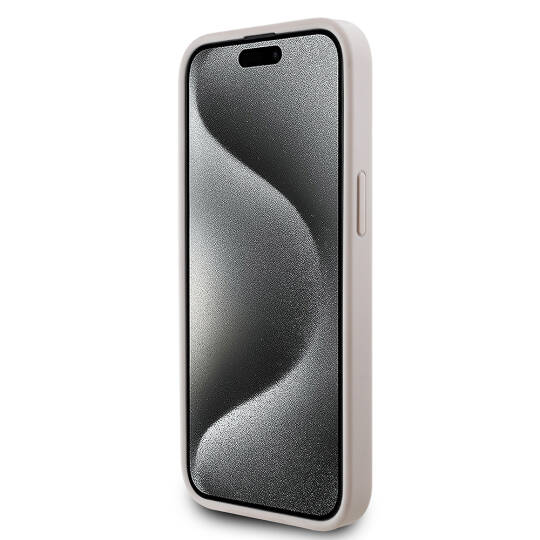 Apple iPhone 15 Kılıf Guess Orjinal Lisanslı M-safe Şarj Özellikli PU Üçgen Logo 4G Desenli Kapak - 19