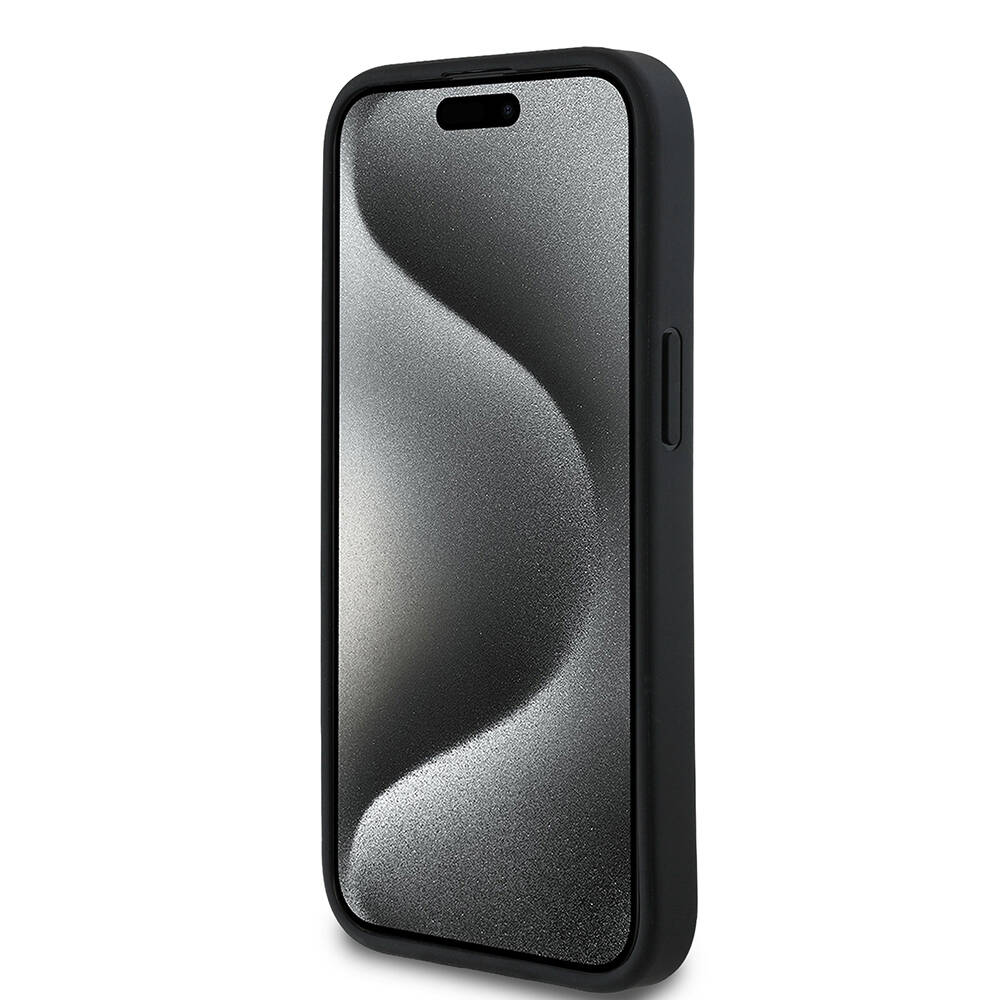 Apple iPhone 15 Kılıf Guess Orjinal Lisanslı M-safe Şarj Özellikli Sıcak Baskılı Üçgen Logolu PU Deri Peony Kapak - 14
