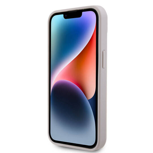 Apple iPhone 15 Kılıf Guess Orjinal Lisanslı PU Deri Taşlı Üçgen Logo 4G Desenli Strass Kapak - 18