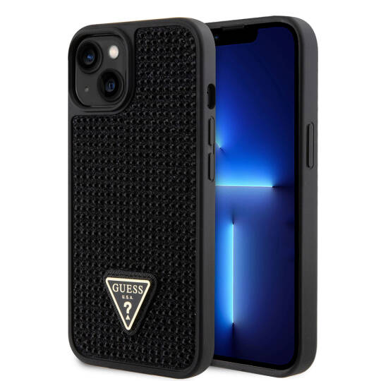 Apple iPhone 15 Kılıf Guess Orjinal Lisanslı Taşlı Arka Yüzey Üçgen Logolu Kapak - 4