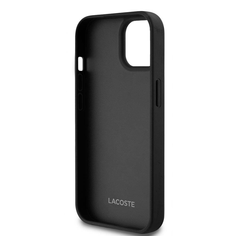 Apple iPhone 15 Kılıf Lacoste Orjinal Lisanslı M-safe Şarj Özellikli PU Deri Görünümlü Kartlıklı Karışık Monogram Desenli Kapak - 16